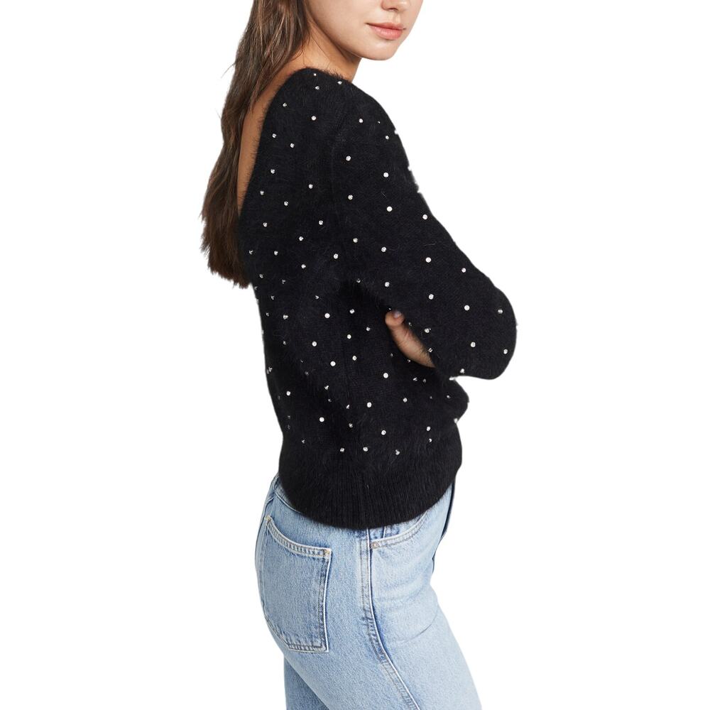 BA&SH Amby Sweater Rhinestones Angora Jumper Black Noir Pull US 4 Small NWT - Picture 2 of 11